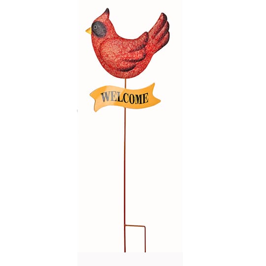 37" Metal Cardinal Christmas Yard Stake